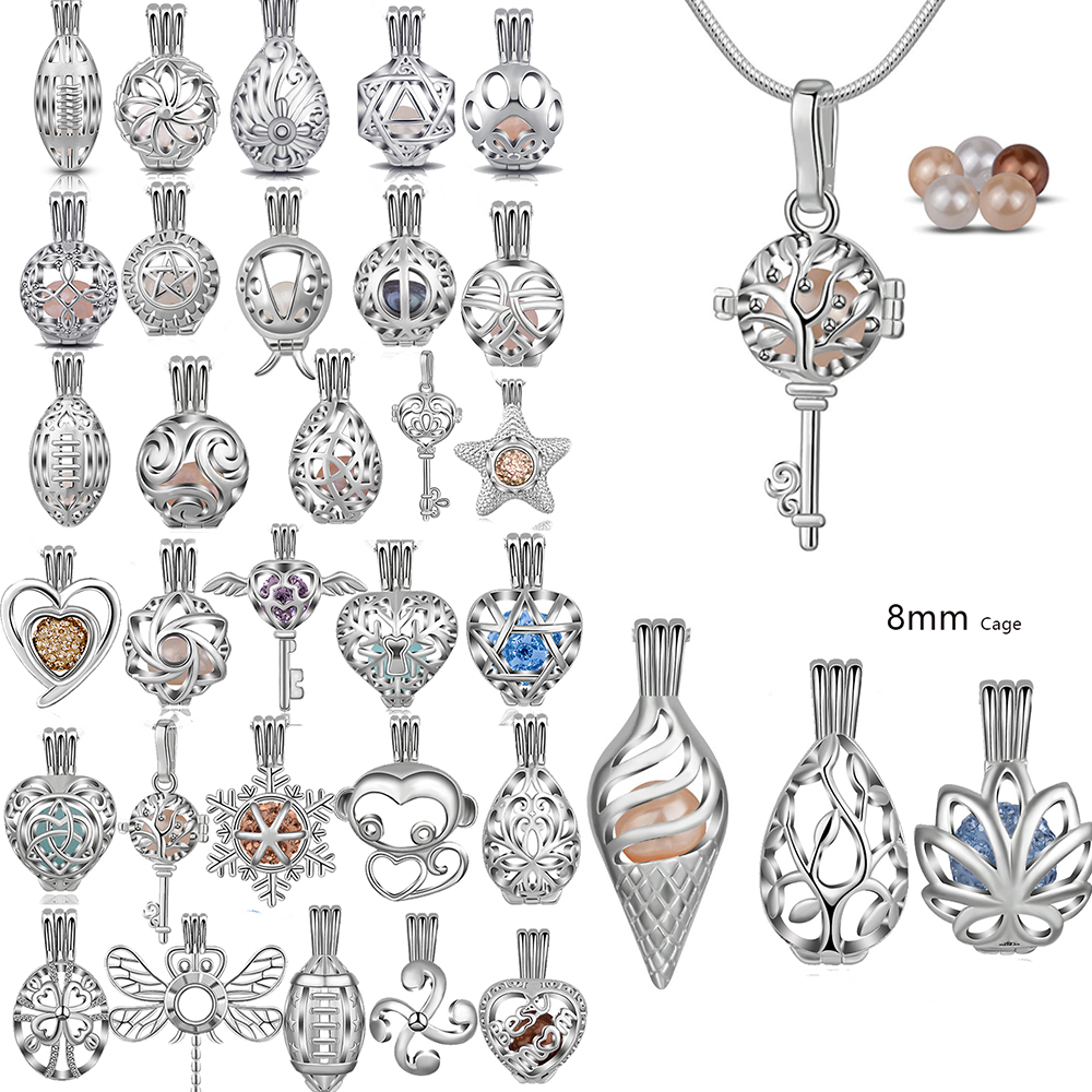 Diffuser Necklace Locket - Eudora-シルバーカラーのパールペンダント,香水,アロマテラピー,エッセンシャルオイルディフューザー,ジュエリー作り用の8mmメダリオン