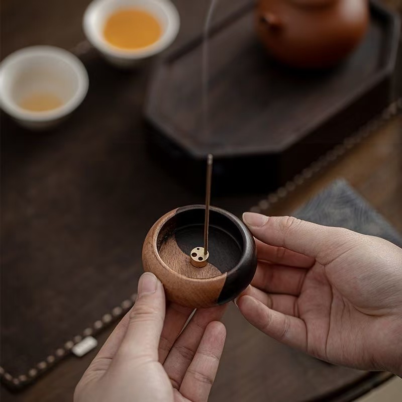 Shop Home Fragrance - 無垢材太極香炉インサートトレイホームオフィスショップ装飾ヴィンテージ禅茶室フレグランスツール香立てギフト