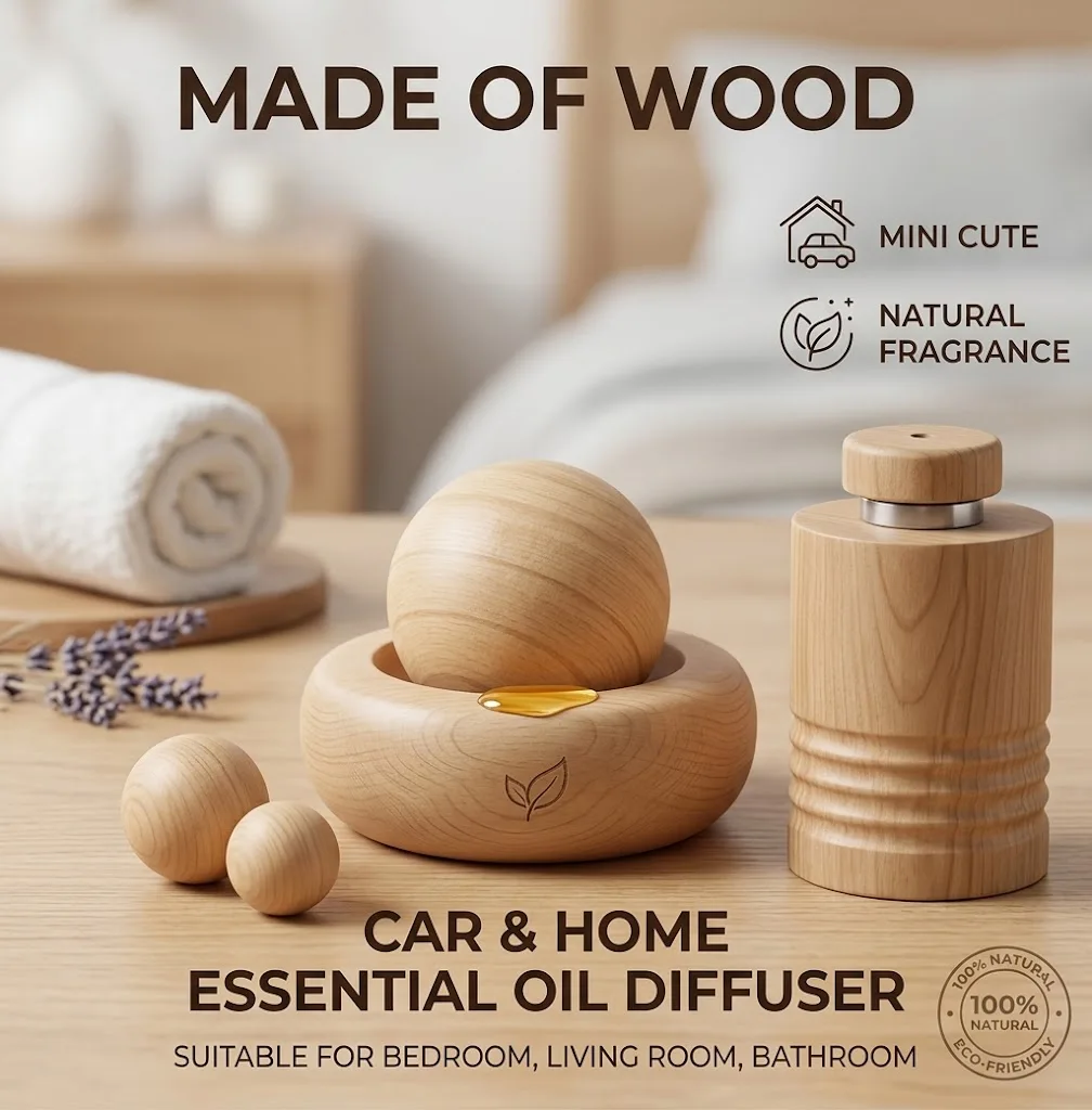 車＆家庭用エッセンシャルオイルディフューザー - 木製ミニキ - Home Fragrance Homemade のレビューと価格