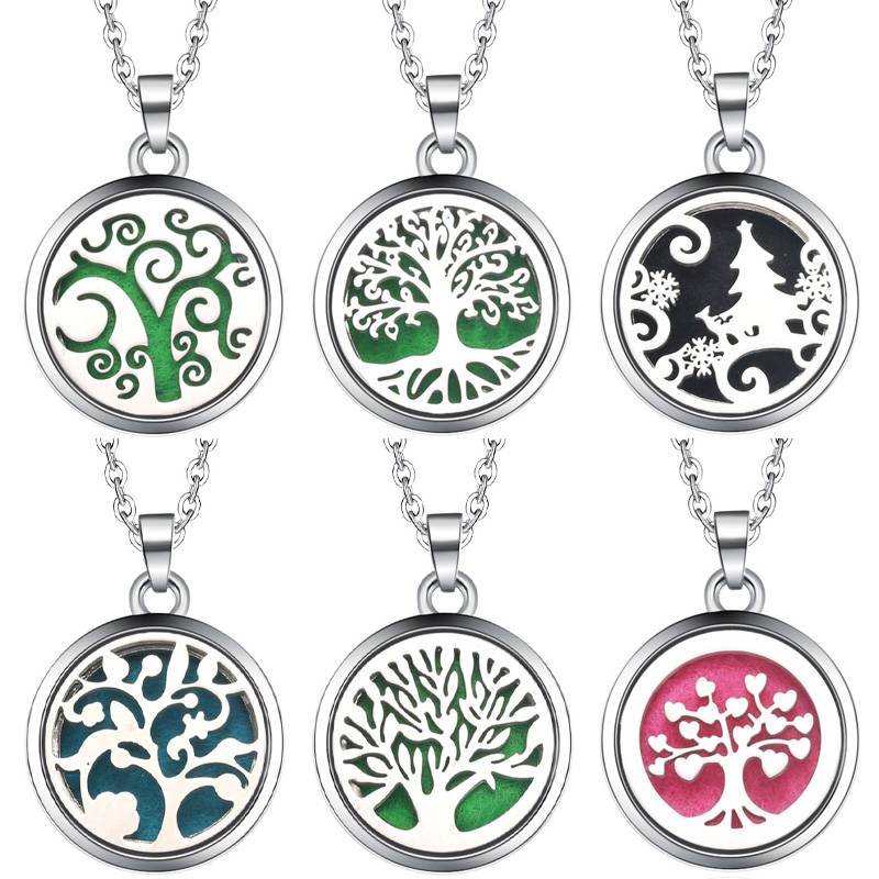 生命の木,磁気アロマセラピーネックレス,エッセンシャルオイル - Diffuser Necklace Locket のレビューと価格