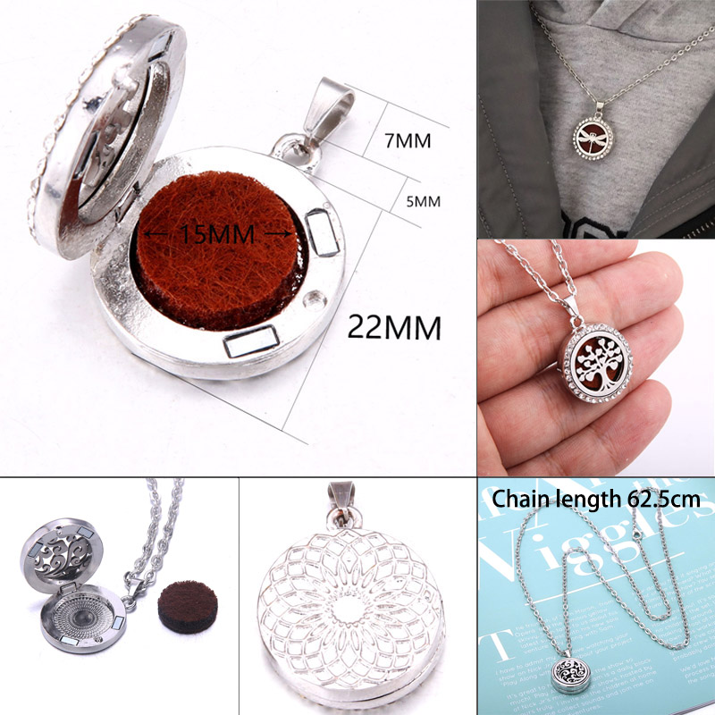 新しい生活の木アロマネックレスステンレス鋼エッセンシャルオイ - Diffuser Necklace Locket のレビューと価格